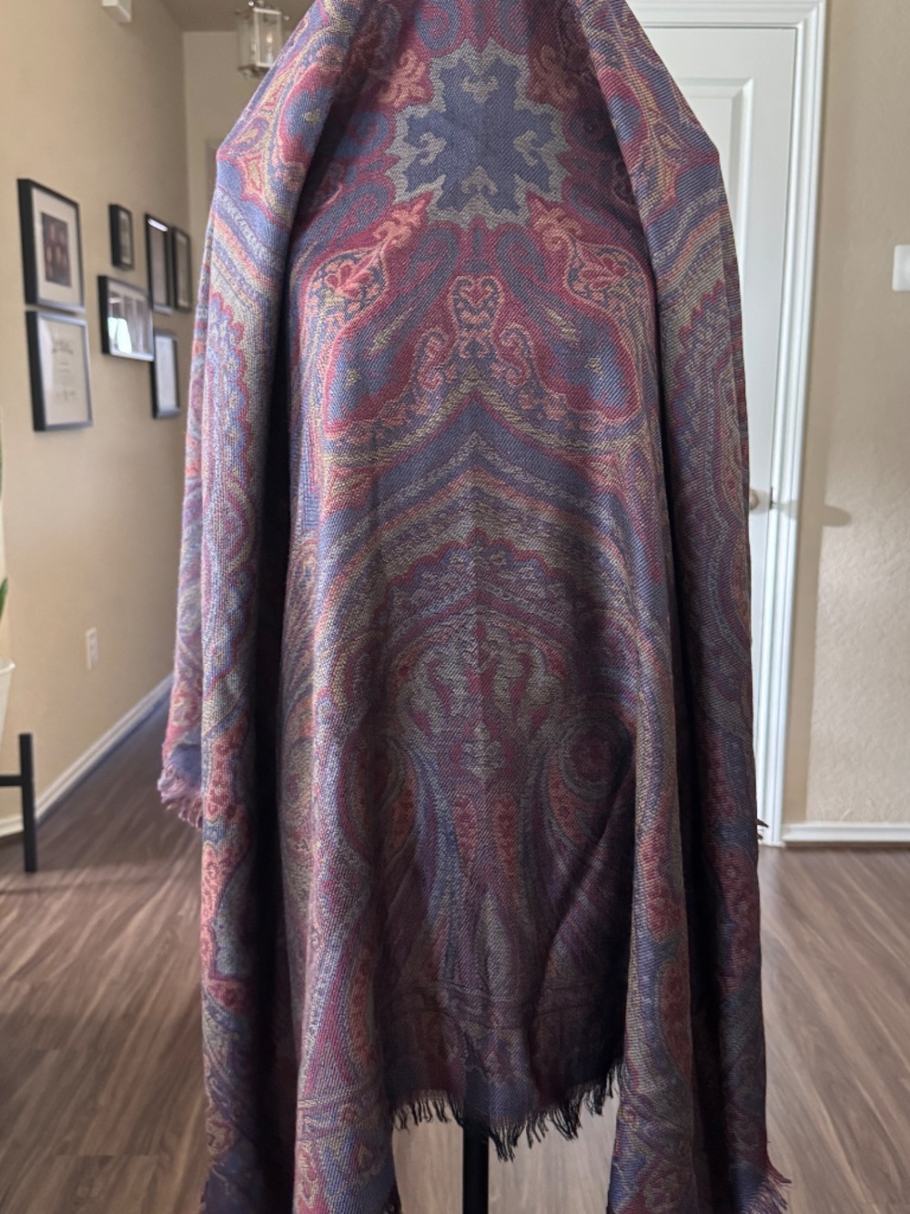 Liberty of London Oversized Wool Scarf  Shawl Wrap Paisley 54" - Picture 2 of 8